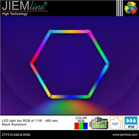 KIT HEXAGONO LED RGB 11W BARRAS 460 mm - ZTF510-046-B-RGB-1