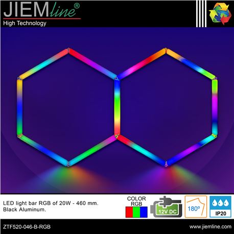 KIT HEXAGONO LED RGB 20W BARRAS 460 mm - ZTF520-046-B-RGB-1