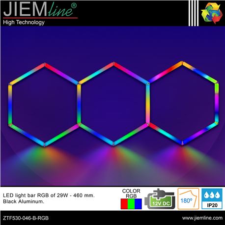 KIT HEXAGONO LED RGB 29W BARRAS 460 mm - ZTF530-046-B-RGB-1