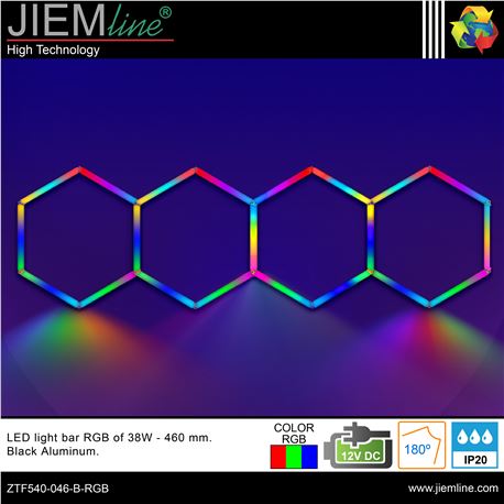 KIT HEXAGONO LED RGB 38W BARRAS 460 mm - ZTF540-046-B-RGB-1