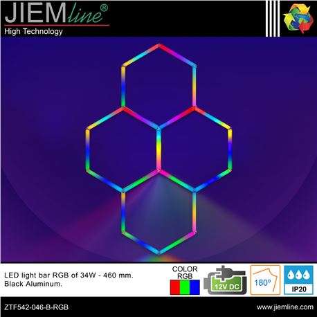 KIT HEXAGONO LED RGB 34W BARRAS 460 mm - ZTF542-046-B-RGB-1