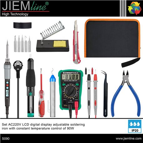 SET SOLDADOR Y MULTÍMETRO DIGITAL MÁS HERRAMIENTAS - S090-1