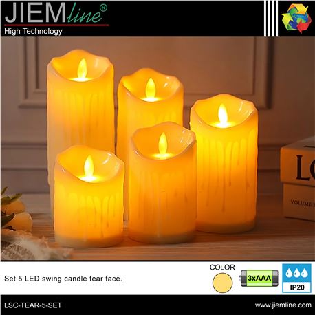 SET 5 VELAS LED SWING TEAR FACE - LSC-TEAR-5-SET-1