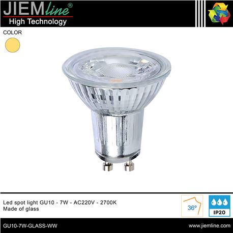 LÁMPARA LED GU10 BLANCO CÁLIDO 7W - GU10-7W-GLASS-WW
