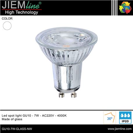 LÁMPARA LED GU10 BLANCO NEUTRO 7W - GU10-7W-GLASS-NW