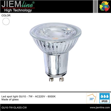 LÁMPARA LED GU10 BLANCO FRÍO 7W - GU10-7W-GLASS-CW