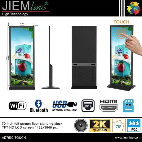 TOTEM VERTICAL PANTALLA LED LCD HD 70" TOUCH - AD7500-TOUCH