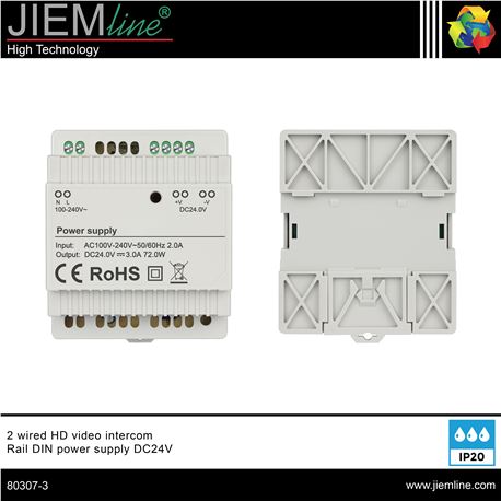 FUENTE ALIMENTACIÓN DIN RAIL 24V DC VIDEOPORTERO PLC - 80307-3-1
