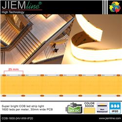 TIRA COB LED BLANCO CÁLIDO 24V DC IP20 5m - COB-1600-24V-WW-IP20