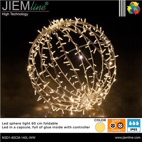 ESFERA 3D LED BLANCO CÁLIDO Ø60 cm - M3D1-60CM-140L-WW